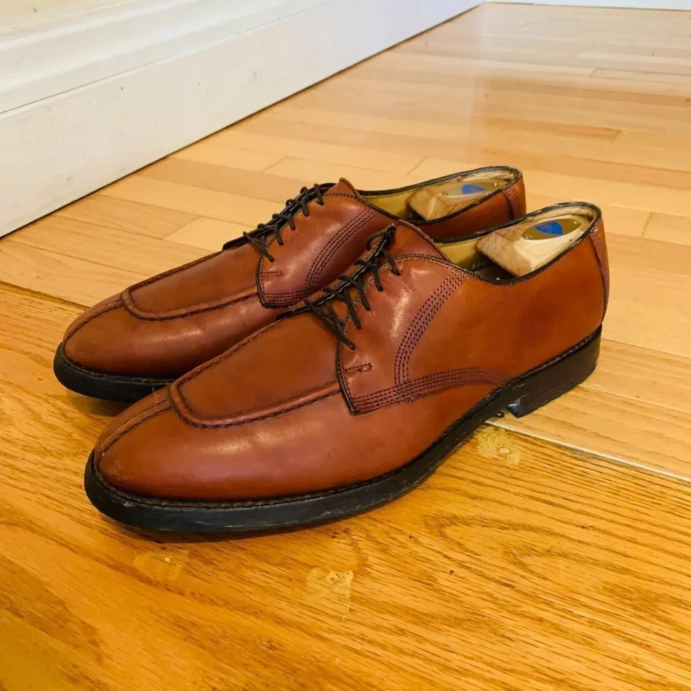 Allen Edmonds Dellwood Brown Leather Split Toe Oxfords Lace Up Men's Shoes 11
